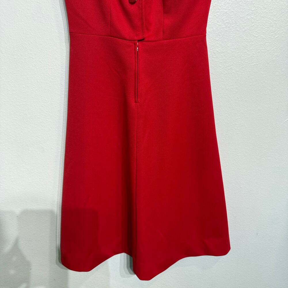 Cari Lu Red Dagger Collar Belted Fit Flare Vintage Midi Dress Sz 10 - Picture 4 of 12